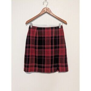 Vintage Y2K Red Plaid 6 S Wool Blend Mini Skirt Short Academia Preppy Lined